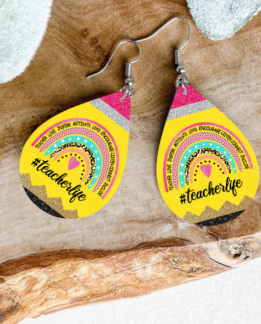 Teacher Life Glitter Earrings