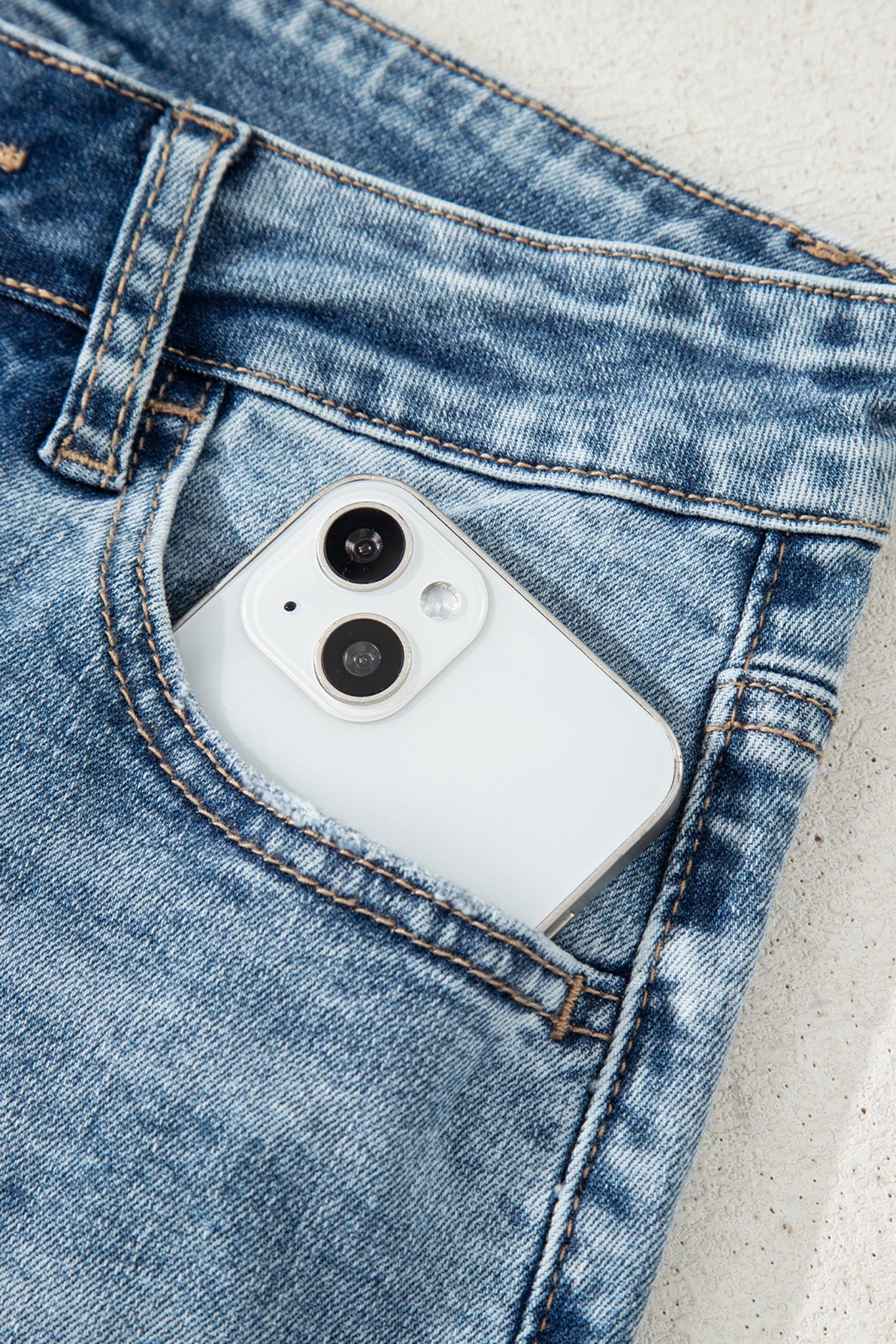 Myosotis Raw Hem Ripped Open Knee Fit Flare Jeans