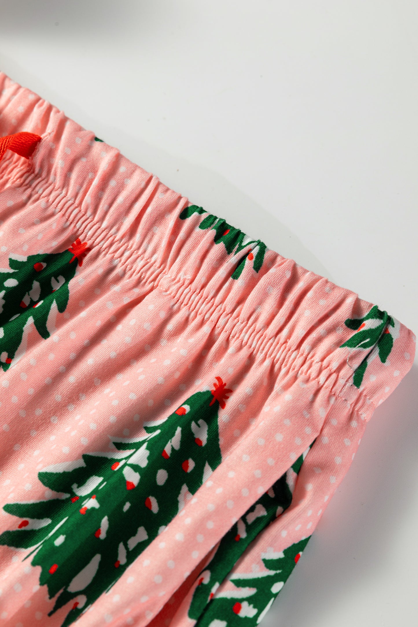 Pink Checkered MERRY Graphic Christmas Tree Print Short Lounge Set