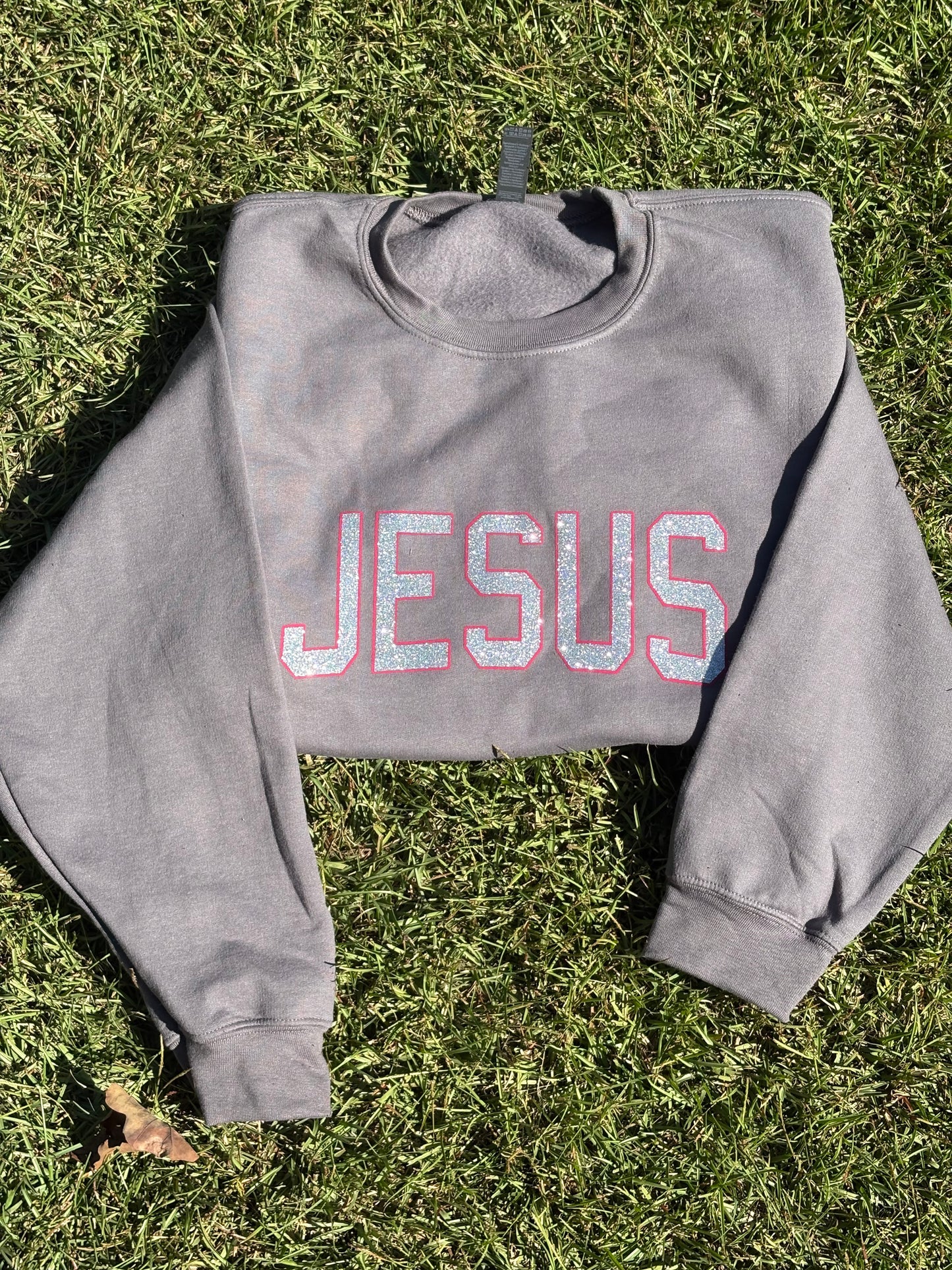Jesus Glitter Appliquéd Sweatshirt