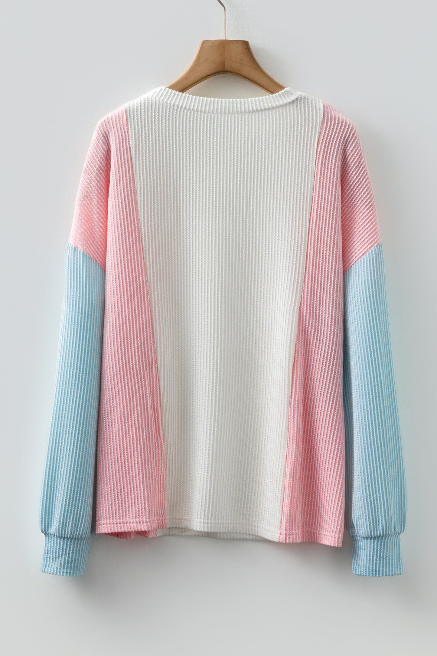 Beau Blue Color Block Corded Long Sleeve Top