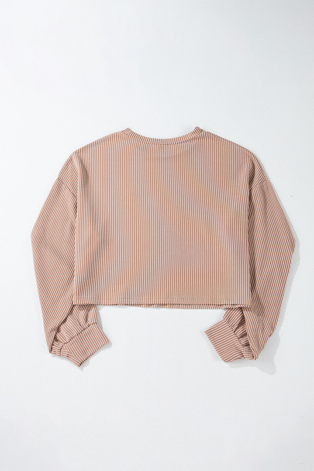 Khaki Game Day Graphic Crop Rugby Football Corded Knit Top