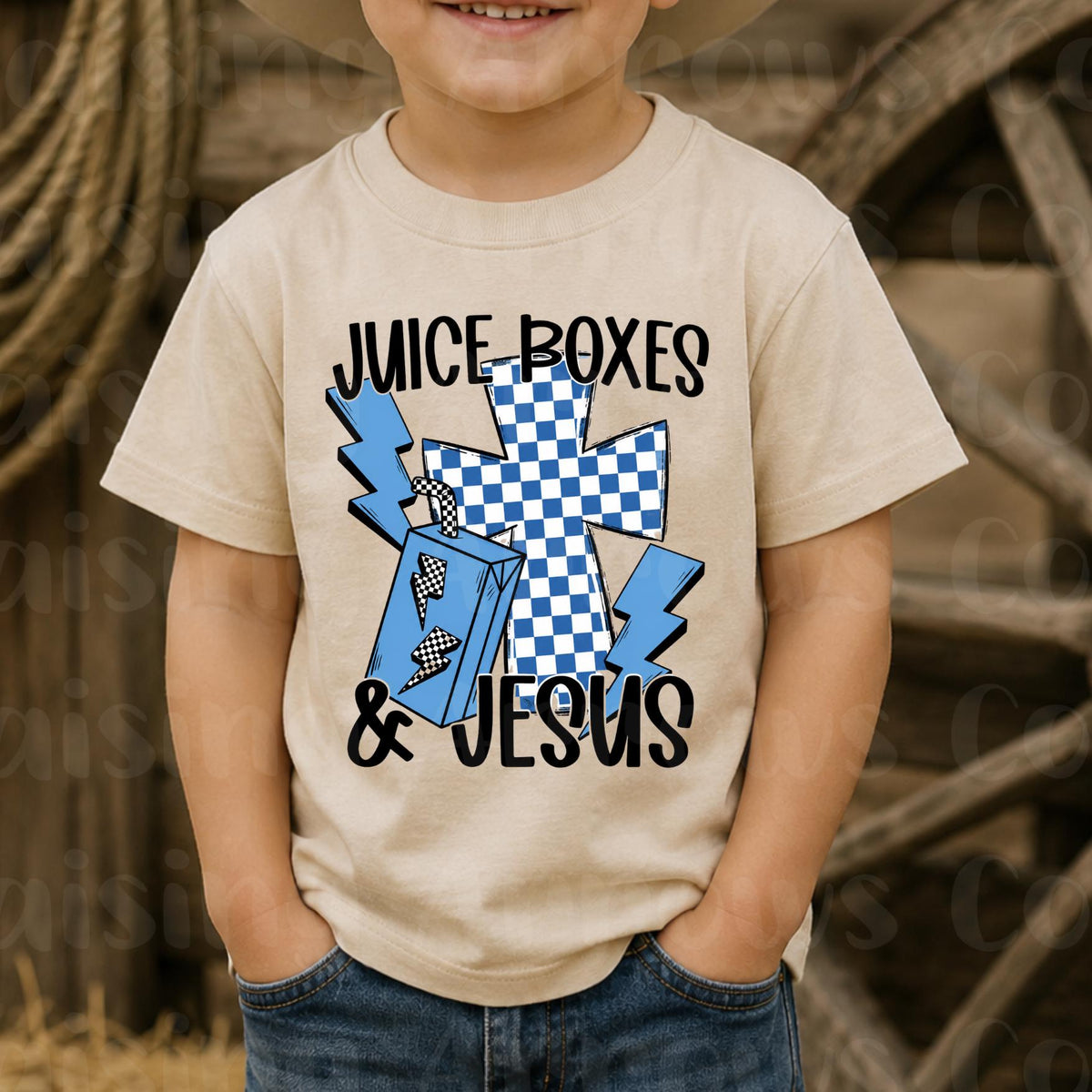 Juice Boxes and Jesus Kids Christian Faith Tee