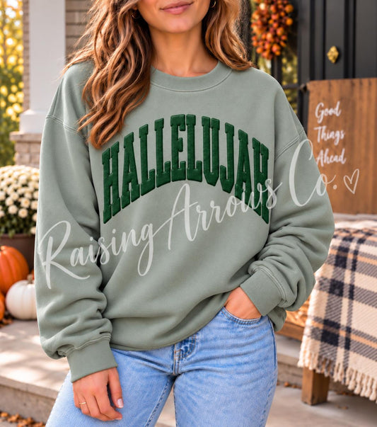 Hallelujah Puff Sweatshirt, Christian Sweatshirt, Faith Crewneck, Raised Letter Sweatshirt, Christian Gift, Trendy Jesus Sweatshirt