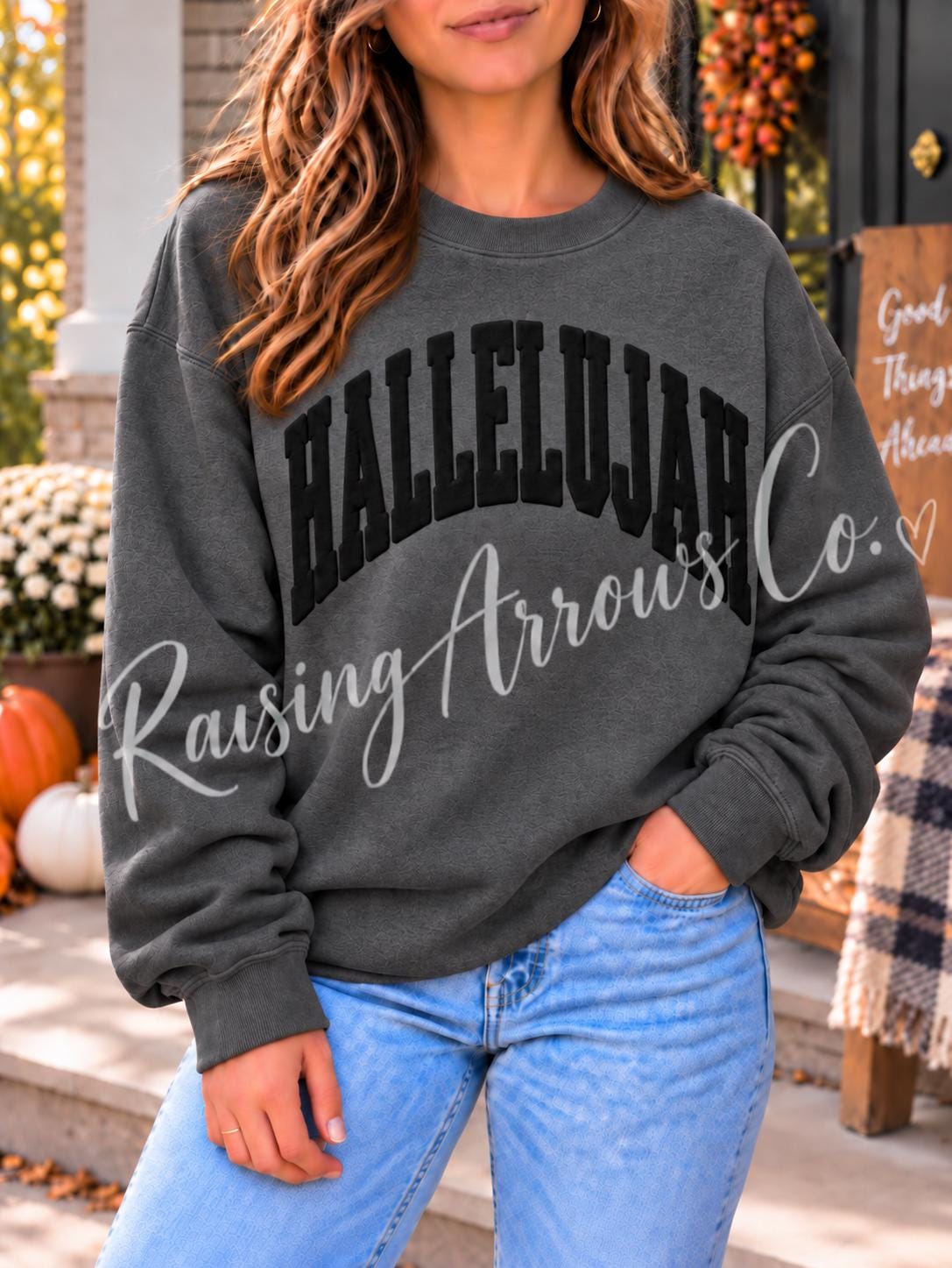 Hallelujah Puff Sweatshirt, Christian Sweatshirt, Faith Crewneck, Raised Letter Sweatshirt, Christian Gift, Trendy Jesus Sweatshirt