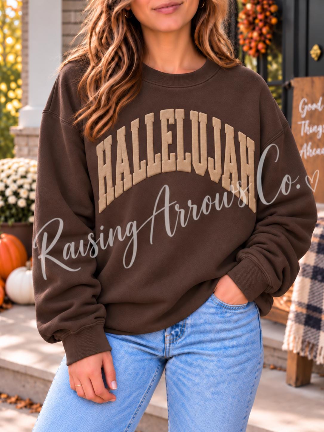 Hallelujah Puff Sweatshirt, Christian Sweatshirt, Faith Crewneck, Raised Letter Sweatshirt, Christian Gift, Trendy Jesus Sweatshirt